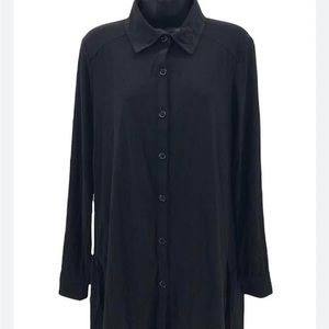 Nina Leonard Black Button Up Top